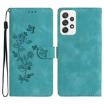 For Samsung Galaxy A32 4G (EU Version) Leather Phone Cover Flower Imprint Stand Case with Wallet