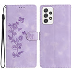 For Samsung Galaxy A32 4G (EU Version) Leather Phone Cover Flower Imprint Stand Case with Wallet