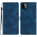 For Samsung Galaxy A22 5G (EU Version) PU Leather Wallet Phone Cover Flower Imprint Folding Stand Case