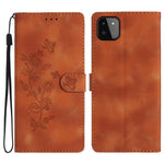 For Samsung Galaxy A22 5G (EU Version) PU Leather Wallet Phone Cover Flower Imprint Folding Stand Case