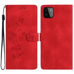 For Samsung Galaxy A22 5G (EU Version) PU Leather Wallet Phone Cover Flower Imprint Folding Stand Case