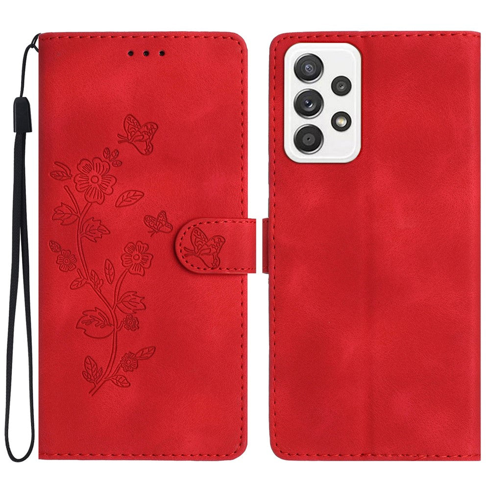 Til Samsung Galaxy A32 5G / M32 5G Fuld Beskyttelse Læder Telefoncover Blomsterpræg Tegnebog Stativ Cover