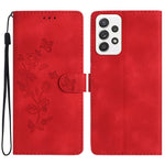 Til Samsung Galaxy A52 4G / 5G / A52s 5G Læder Cover Blomster Præg Pung Stativ Mobiltelefon Cover