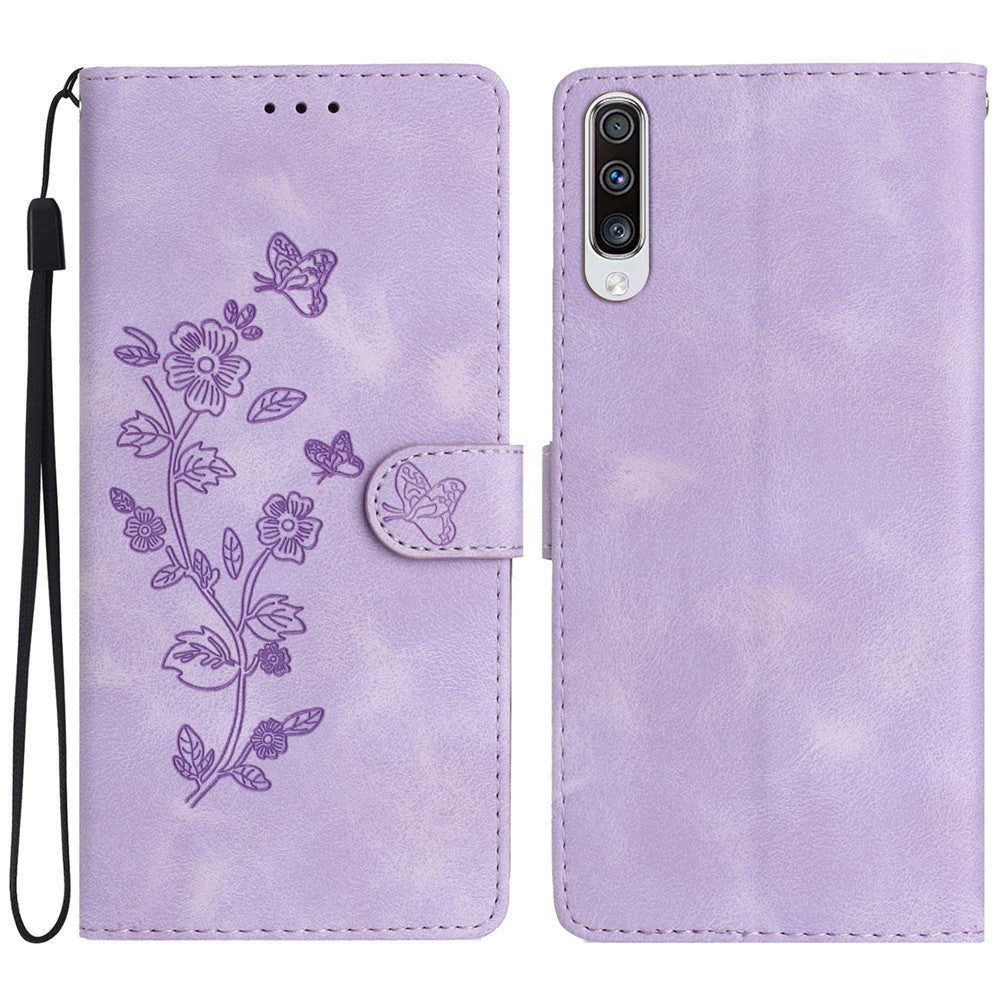 For Samsung Galaxy A70 Flower Imprint Wallet Phone Case Stand Leather Phone Cover