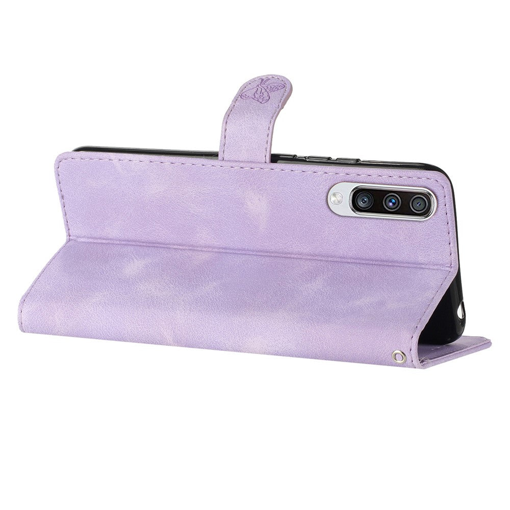 For Samsung Galaxy A70 Flower Imprint Wallet Phone Case Stand Leather Phone Cover
