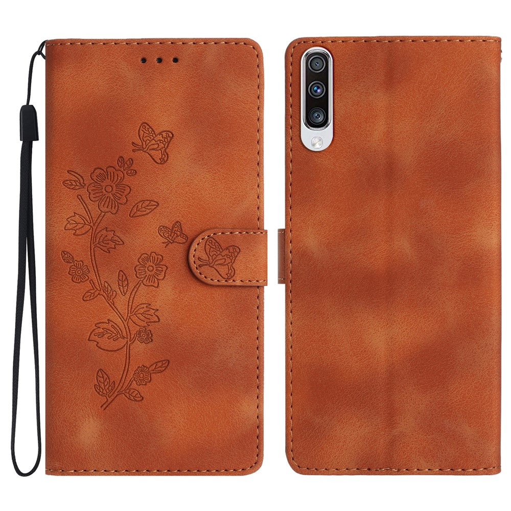 For Samsung Galaxy A70 Flower Imprint Wallet Phone Case Stand Leather Phone Cover