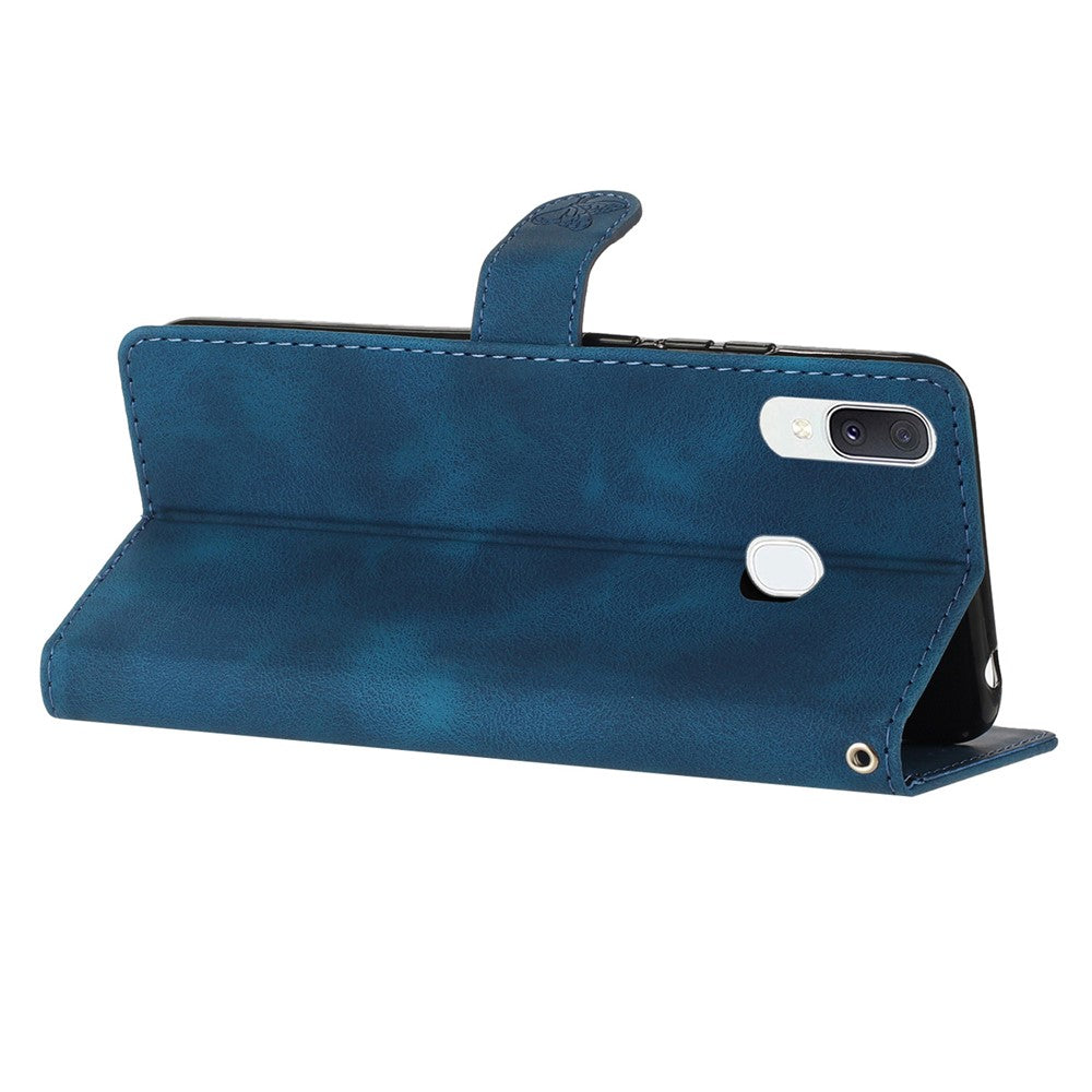 Flower Imprint Wallet Phone Case for Samsung Galaxy A40 PU Leather Stand Shockproof Cover