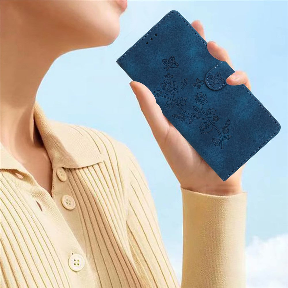 Flower Imprint Wallet Phone Case for Samsung Galaxy A40 PU Leather Stand Shockproof Cover
