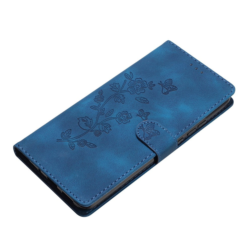 Flower Imprint Wallet Phone Case for Samsung Galaxy A40 PU Leather Stand Shockproof Cover