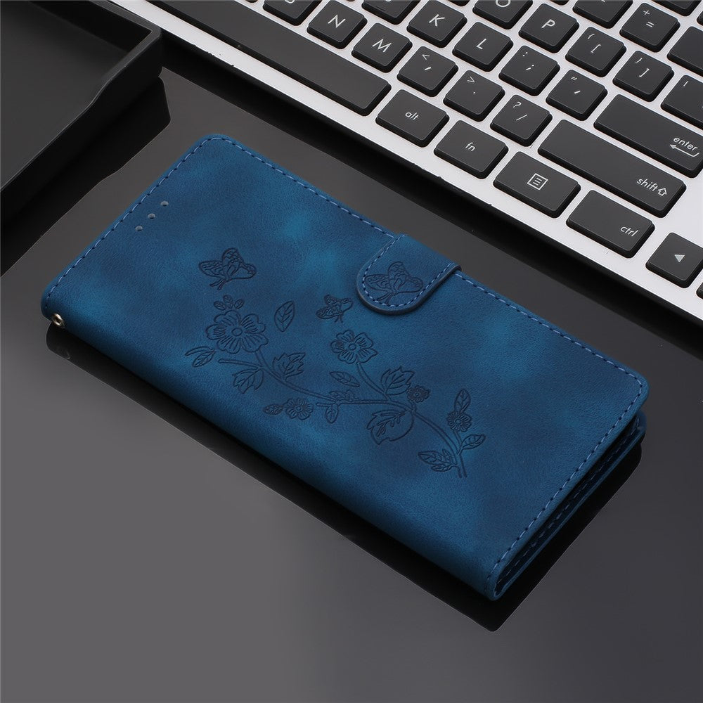 Flower Imprint Wallet Phone Case for Samsung Galaxy A40 PU Leather Stand Shockproof Cover