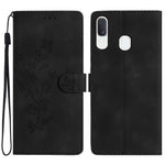 Flower Imprint Wallet Phone Case for Samsung Galaxy A40 PU Leather Stand Shockproof Cover