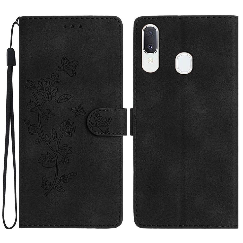 Flower Imprint Wallet Phone Case for Samsung Galaxy A40 PU Leather Stand Shockproof Cover