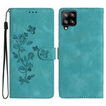 Til Samsung Galaxy A22 4G (EU Version) Telefonlædercover Blomsterpræg Cover med Pung og Standfunktion