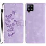 Til Samsung Galaxy A22 4G (EU Version) Telefonlædercover Blomsterpræg Cover med Pung og Standfunktion