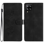 Til Samsung Galaxy A22 4G (EU Version) Telefonlædercover Blomsterpræg Cover med Pung og Standfunktion