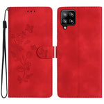 Til Samsung Galaxy A22 4G (EU Version) Telefonlædercover Blomsterpræg Cover med Pung og Standfunktion