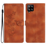 Til Samsung Galaxy A22 4G (EU Version) Telefonlædercover Blomsterpræg Cover med Pung og Standfunktion