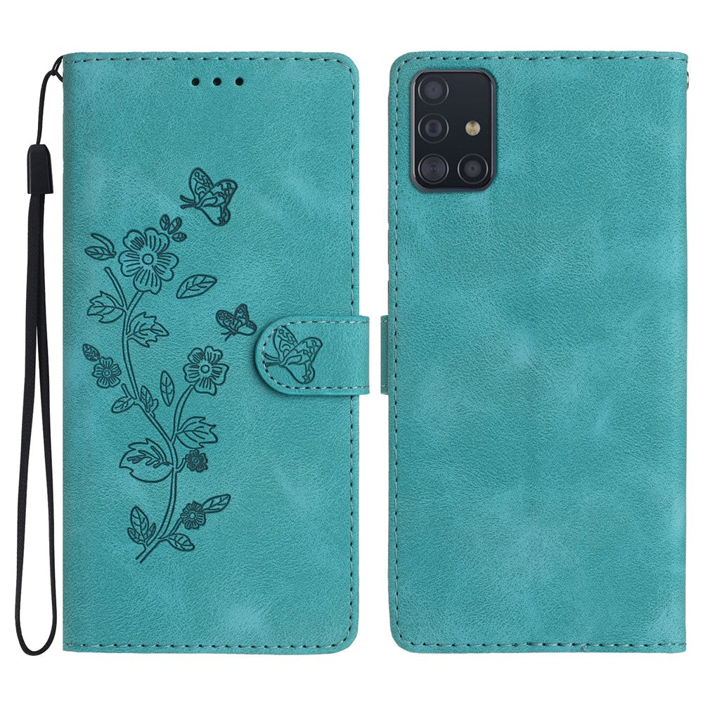 Stand Case for Samsung Galaxy A71 4G SM-A715 PU Leather Flower Imprint Wallet Phone Cover