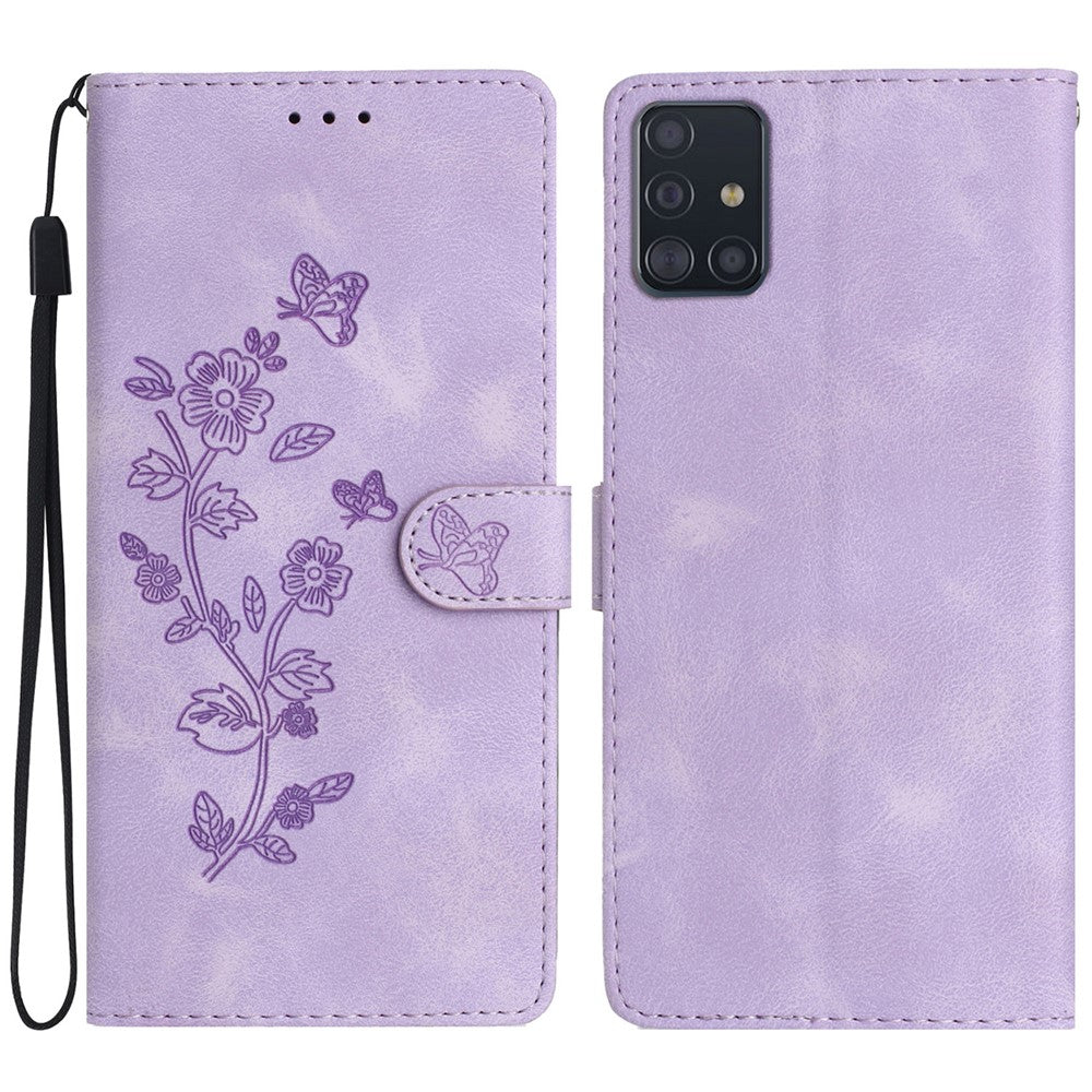 Stand Case for Samsung Galaxy A71 4G SM-A715 PU Leather Flower Imprint Wallet Phone Cover