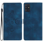 Stand Case for Samsung Galaxy A71 4G SM-A715 PU Leather Flower Imprint Wallet Phone Cover