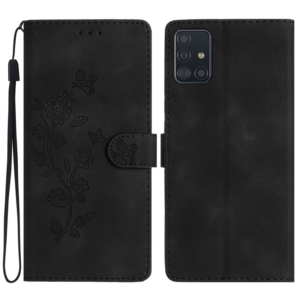 Stand Case for Samsung Galaxy A71 4G SM-A715 PU Leather Flower Imprint Wallet Phone Cover