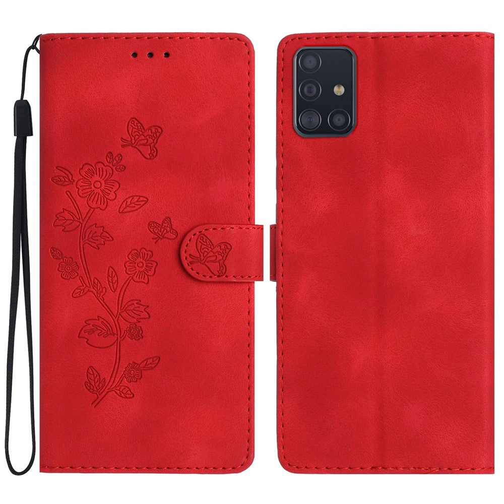 Samsung Galaxy A51 4G SM-A515 Blommigt Mobilskal Plånboksfodral Läderfodral