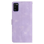 For Samsung Galaxy A41 (Global Version) Phone Stand Case Flower Imprint PU Leather Wallet Cover