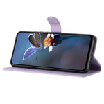 For Samsung Galaxy A41 (Global Version) Phone Stand Case Flower Imprint PU Leather Wallet Cover