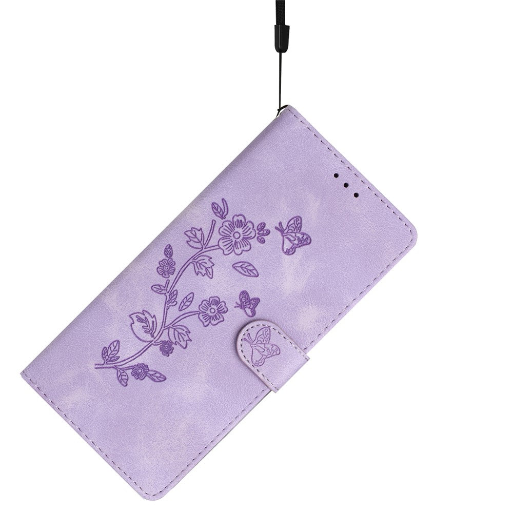For Samsung Galaxy A41 (Global Version) Phone Stand Case Flower Imprint PU Leather Wallet Cover