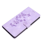 For Samsung Galaxy A41 (Global Version) Phone Stand Case Flower Imprint PU Leather Wallet Cover