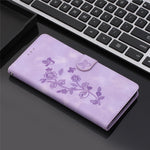 For Samsung Galaxy A41 (Global Version) Phone Stand Case Flower Imprint PU Leather Wallet Cover