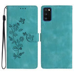 For Samsung Galaxy A41 (Global Version) Phone Stand Case Flower Imprint PU Leather Wallet Cover