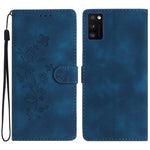 For Samsung Galaxy A41 (Global Version) Phone Stand Case Flower Imprint PU Leather Wallet Cover