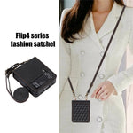 Leather Phone Case for Samsung Galaxy Z Flip4 5G, Rhombus Imprint Cover with Hand Strap and Shoulder Strap