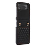 Leather Phone Case for Samsung Galaxy Z Flip4 5G, Rhombus Imprint Cover with Hand Strap and Shoulder Strap