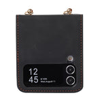 Leather Phone Case for Samsung Galaxy Z Flip4 5G, Rhombus Imprint Cover with Hand Strap and Shoulder Strap