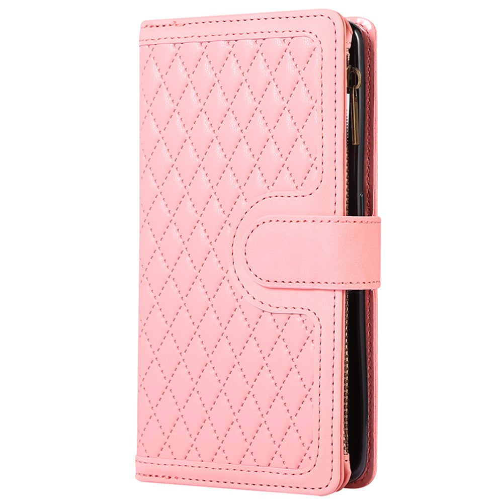 For Oppo Reno8 T 5G / A1 Pro 5G Zipper Pocket Leather Drop-proof Shell 9 Card Slots Wallet Stand Phone Case