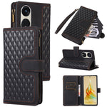 For Oppo Reno8 T 5G / A1 Pro 5G Zipper Pocket Leather Drop-proof Shell 9 Card Slots Wallet Stand Phone Case
