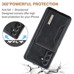 DG.MING M2 Series for Samsung Galaxy A34 5G Detachable Magnetic Phone Case PU Leather Coated PC+TPU Wallet Cover with Kickstand