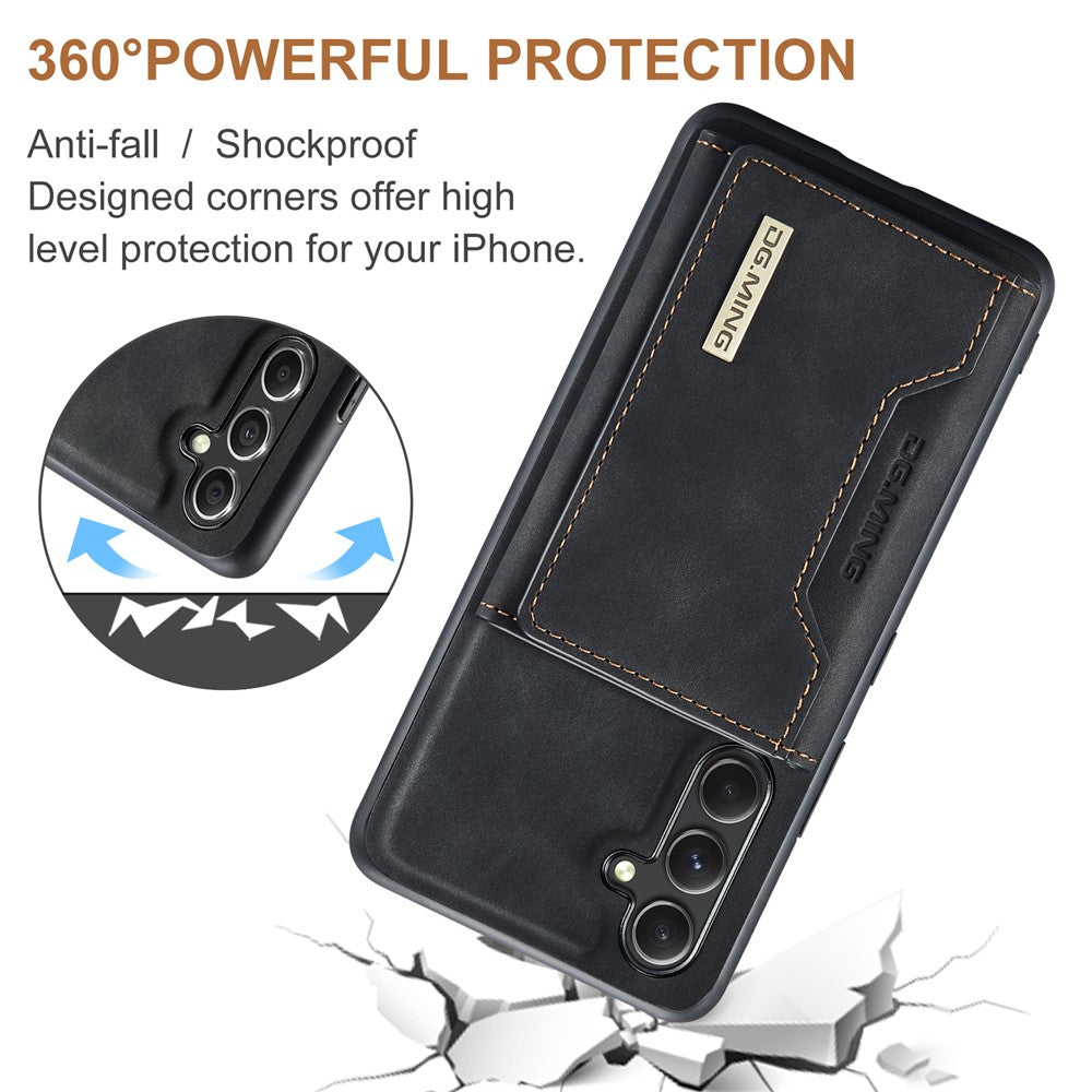 DG.MING M2 Series for Samsung Galaxy A34 5G Detachable Magnetic Phone Case PU Leather Coated PC+TPU Wallet Cover with Kickstand