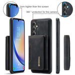 DG.MING M2 Series for Samsung Galaxy A34 5G Detachable Magnetic Phone Case PU Leather Coated PC+TPU Wallet Cover with Kickstand