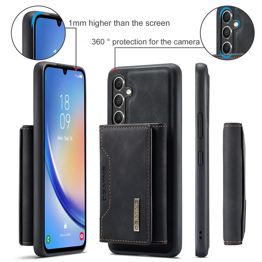 DG.MING M2 Series for Samsung Galaxy A34 5G Detachable Magnetic Phone Case PU Leather Coated PC+TPU Wallet Cover with Kickstand