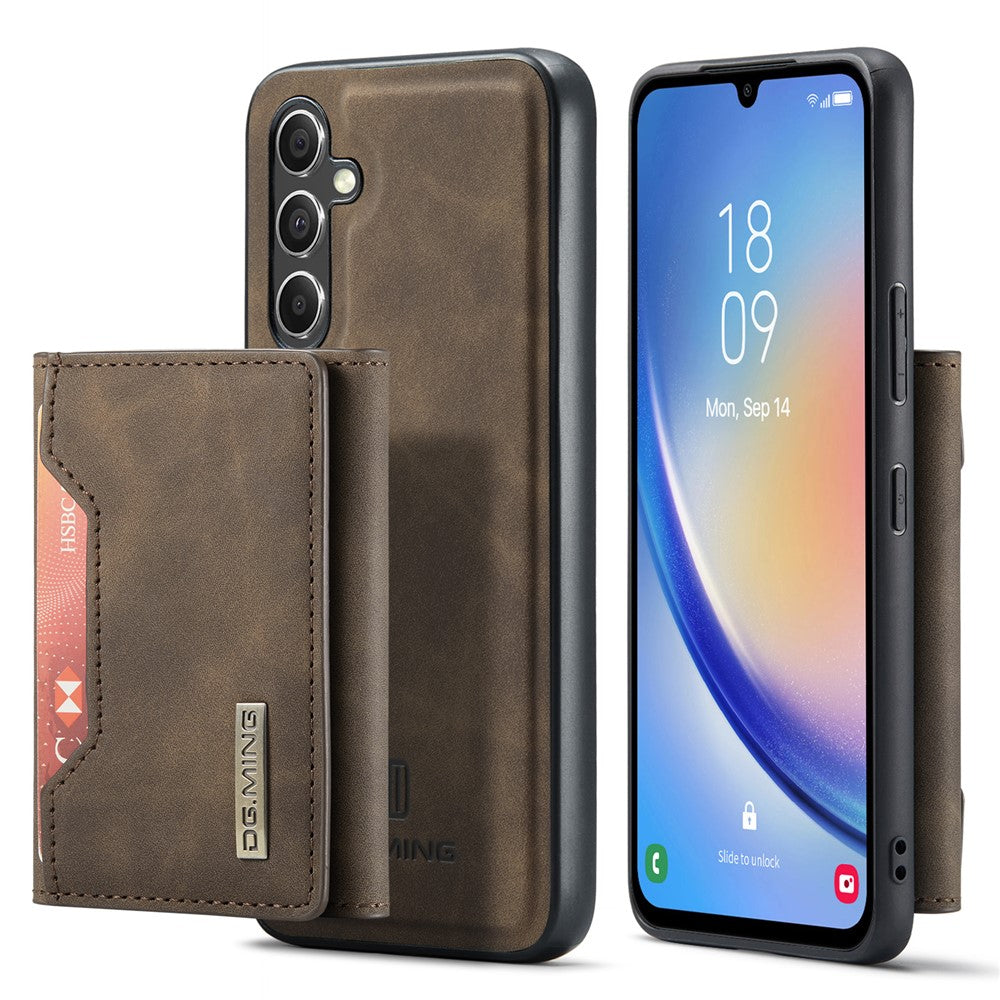 DG.MING M2 Series for Samsung Galaxy A34 5G Detachable Magnetic Phone Case PU Leather Coated PC+TPU Wallet Cover with Kickstand