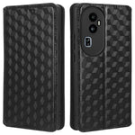 For Oppo Reno10 Pro+ 5G PU Leather Foldable Stand Case Shockproof Rhombus Imprinted Phone Cover