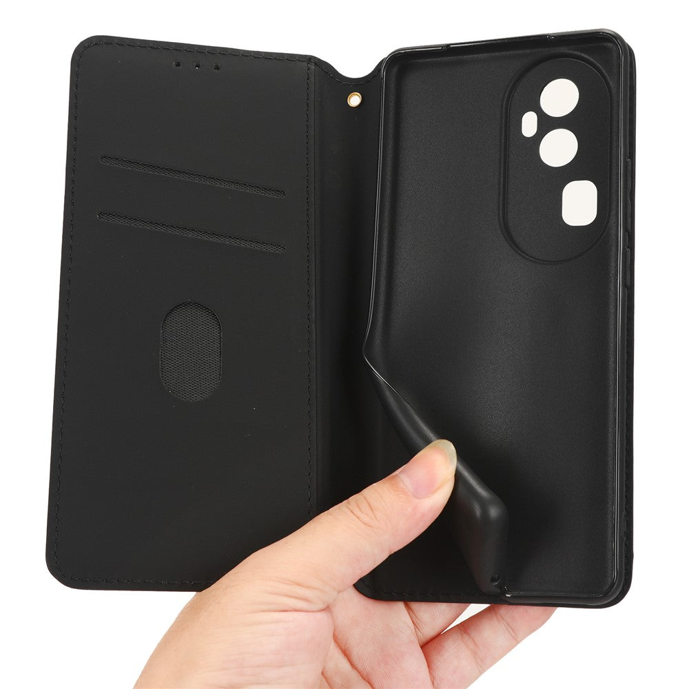 For Oppo Reno10 Pro+ 5G PU Leather Foldable Stand Case Shockproof Rhombus Imprinted Phone Cover