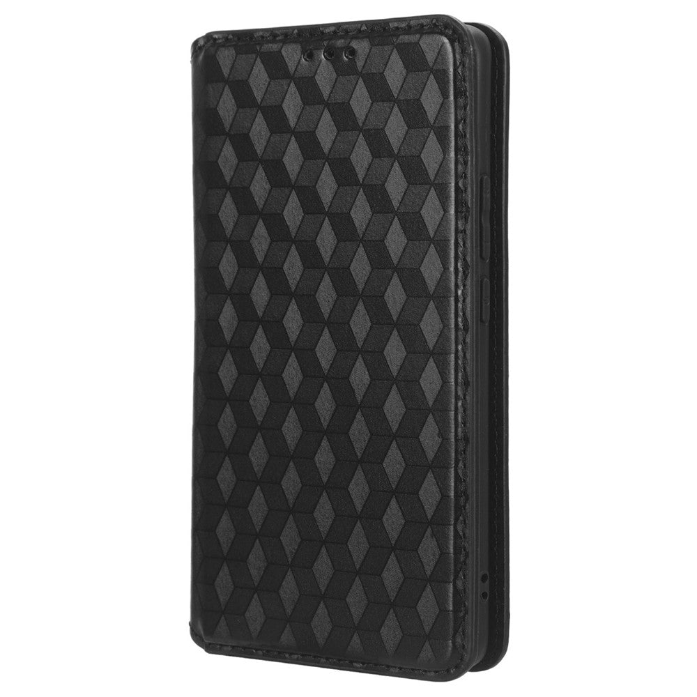 For Oppo Reno10 Pro+ 5G PU Leather Foldable Stand Case Shockproof Rhombus Imprinted Phone Cover