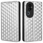 For Oppo Reno10 Pro+ 5G PU Leather Foldable Stand Case Shockproof Rhombus Imprinted Phone Cover