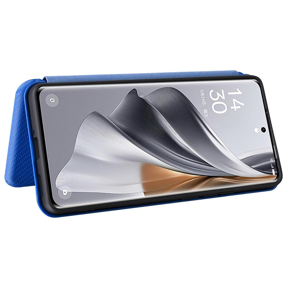 Oppo Reno10 Pro+ 5G Kolfibertextur Kortplats Läderfodral Flip Stativ mobilfodral