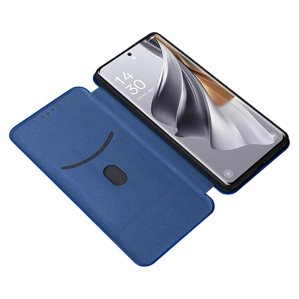 Oppo Reno10 Pro+ 5G Kolfibertextur Kortplats Läderfodral Flip Stativ mobilfodral