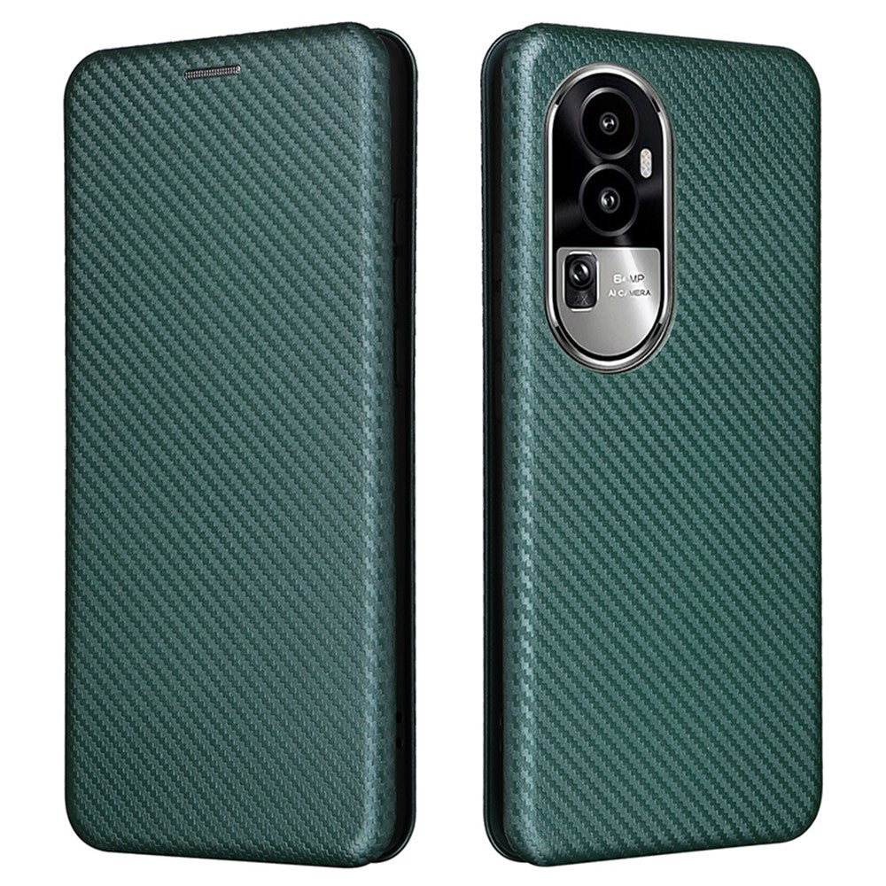 Oppo Reno10 Pro+ 5G Kolfibertextur Kortplats Läderfodral Flip Stativ mobilfodral
